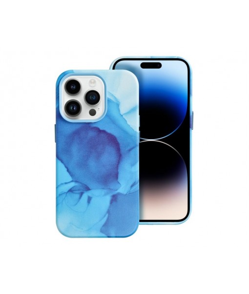 Husa iPhone 14 Pro Max, Magsafe,  Microfibra La Interior, Blue Spalsh